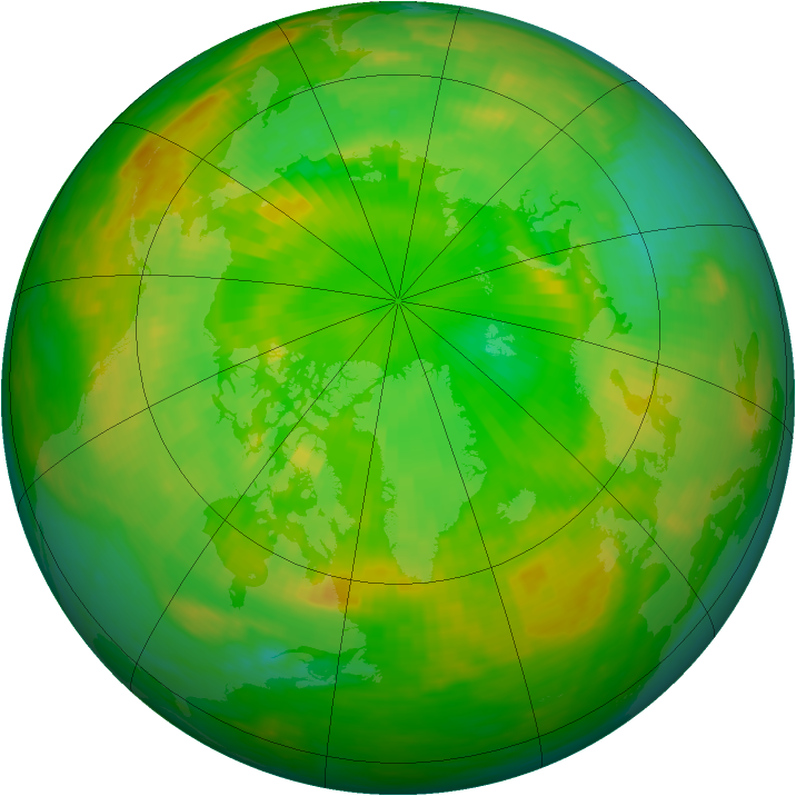 Arctic ozone map for 18 June 1990